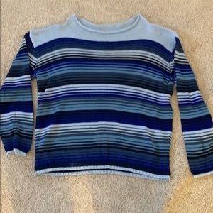 Cotton SOFT rollneck blue stripe sweater/light